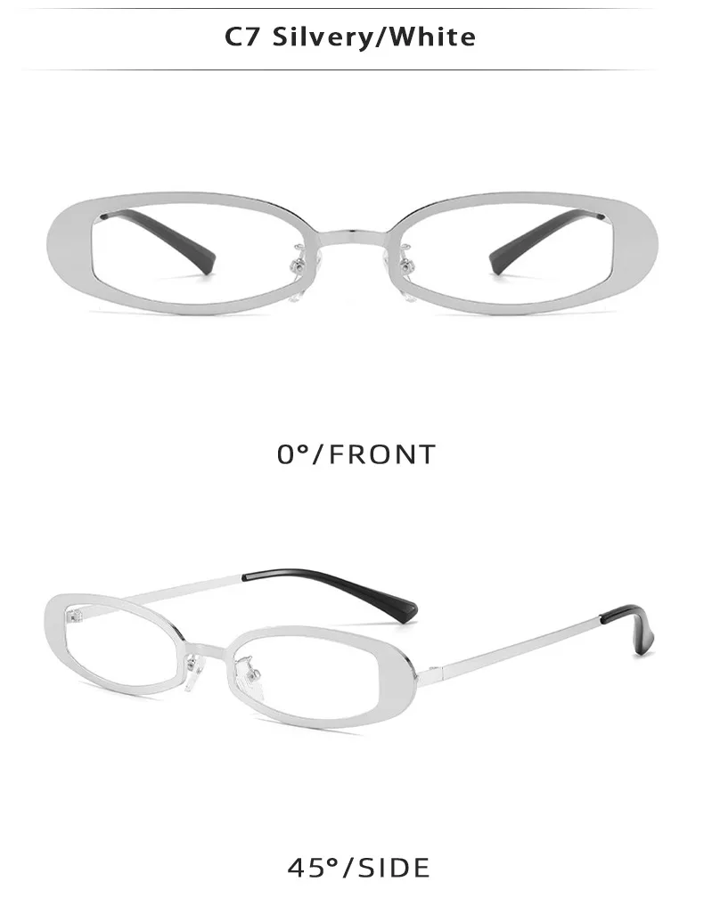 New Fashionable Oval Metal Sunglasses Small Frame UV Protection Personality Sunscreen Retro Style Unisex Travel Fishing Special display picture 11