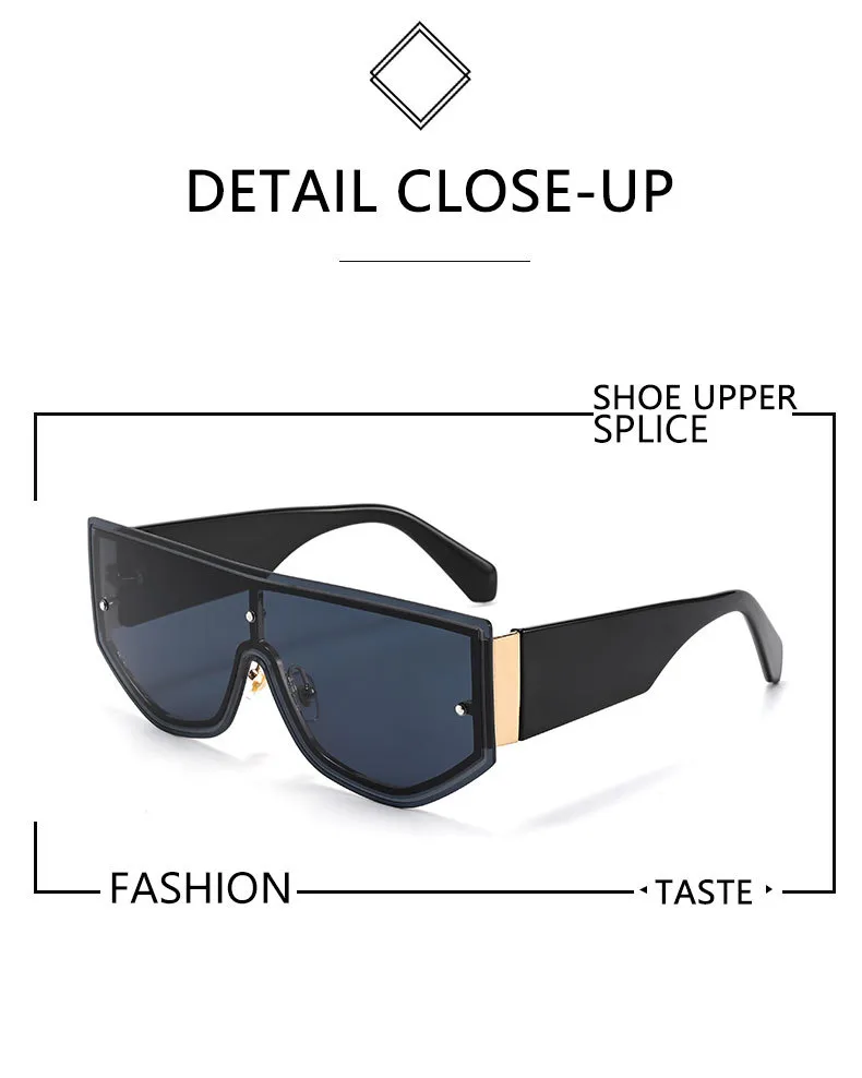 Fashionable Large Frame Integrated Driving Sunglasses Unisex Outdoor Travel Sun Protection Eyewear  Trend display picture 2