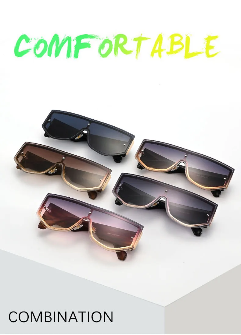 Fashionable Large Frame Integrated Driving Sunglasses Unisex Outdoor Travel Sun Protection Eyewear  Trend display picture 3