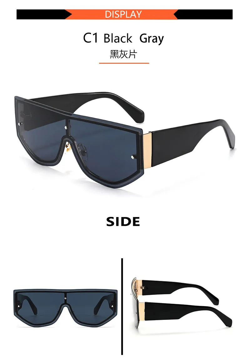 Fashionable Large Frame Integrated Driving Sunglasses Unisex Outdoor Travel Sun Protection Eyewear  Trend display picture 6