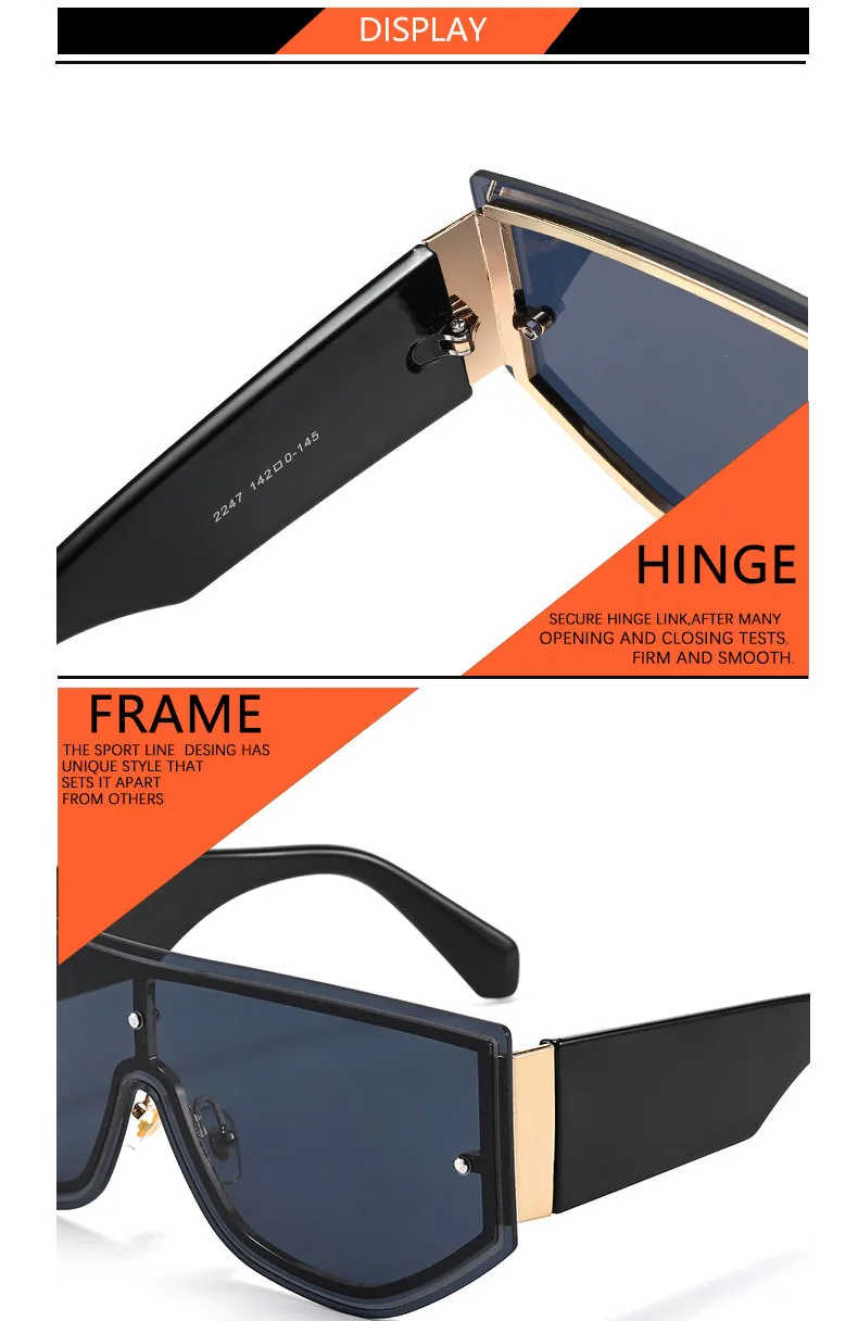Fashionable Large Frame Integrated Driving Sunglasses Unisex Outdoor Travel Sun Protection Eyewear  Trend display picture 12