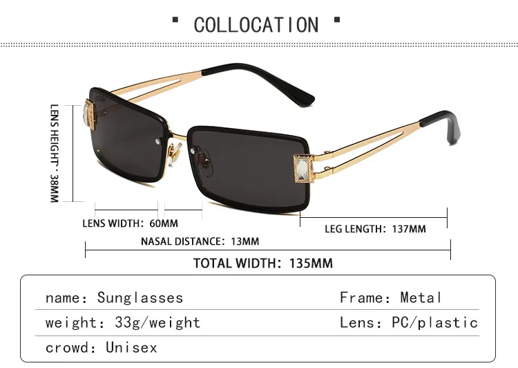 Square Small Frame Sunglasses Metal Women's Style Y2K Street Snap Anti UV Glasses Unisex Travel Grey And Gold Colors display picture 5