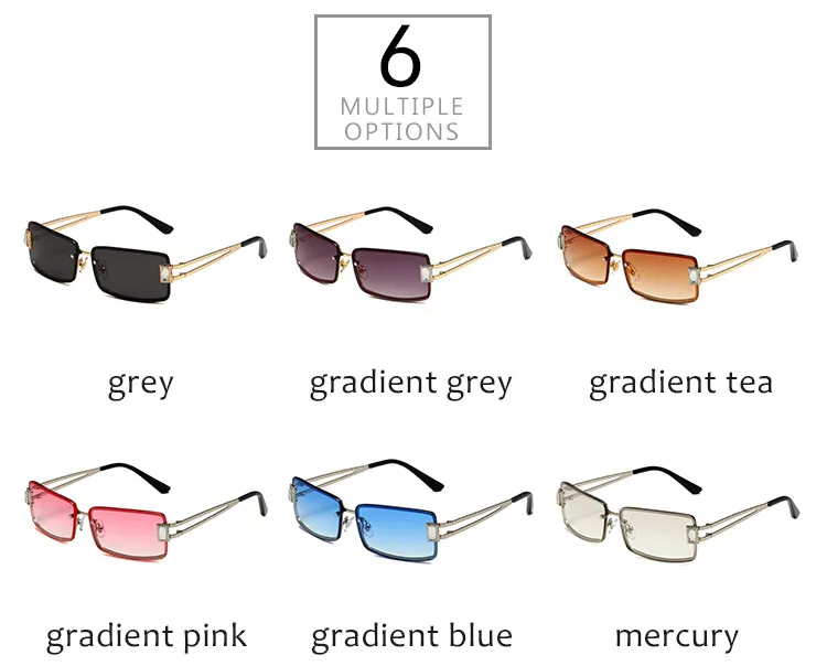 Square Small Frame Sunglasses Metal Women's Style Y2K Street Snap Anti UV Glasses Unisex Travel Grey And Gold Colors display picture 6