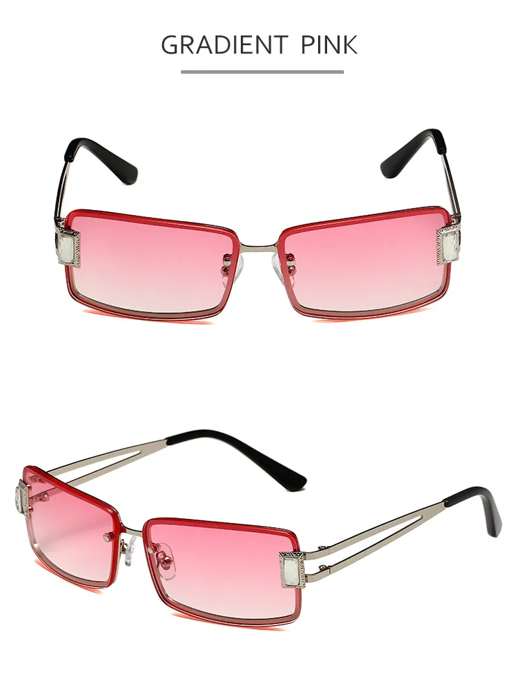 Square Small Frame Sunglasses Metal Women's Style Y2K Street Snap Anti UV Glasses Unisex Travel Grey And Gold Colors display picture 10