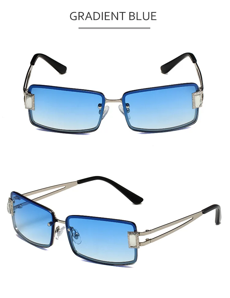 Square Small Frame Sunglasses Metal Women's Style Y2K Street Snap Anti UV Glasses Unisex Travel Grey And Gold Colors display picture 11