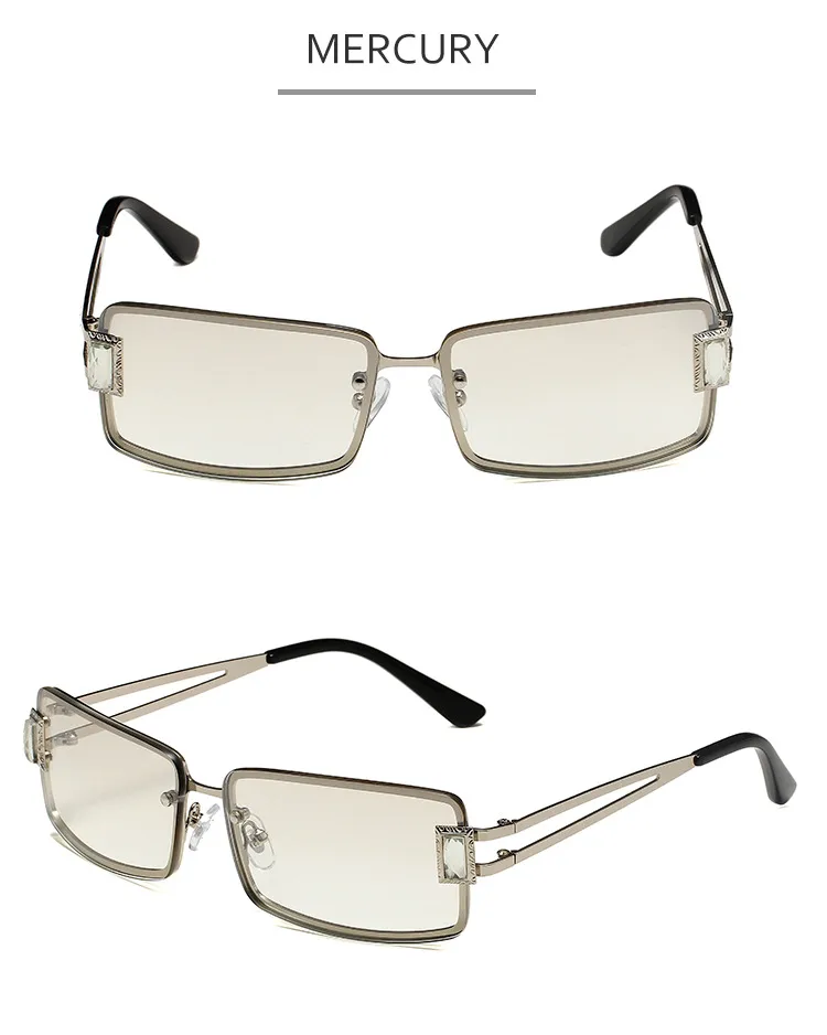 Square Small Frame Sunglasses Metal Women's Style Y2K Street Snap Anti UV Glasses Unisex Travel Grey And Gold Colors display picture 12