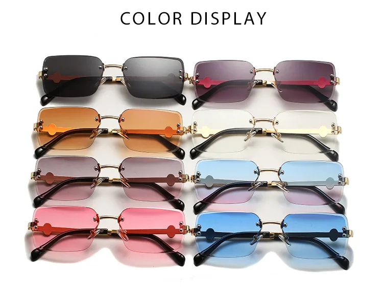 New European Business Style Men's Glasses High-End Feeling Diamond Cutting Edge Frameless Sunglasses Square Frame Shades display picture 4