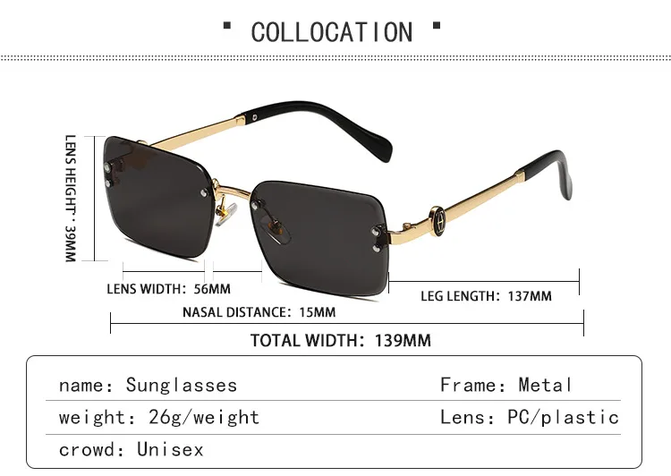 New European Business Style Men's Glasses High-End Feeling Diamond Cutting Edge Frameless Sunglasses Square Frame Shades display picture 5