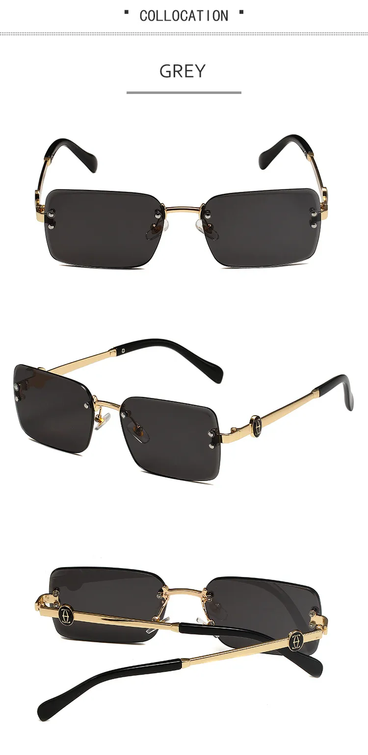 New European Business Style Men's Glasses High-End Feeling Diamond Cutting Edge Frameless Sunglasses Square Frame Shades display picture 7