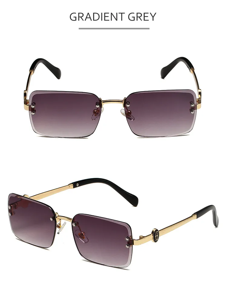 New European Business Style Men's Glasses High-End Feeling Diamond Cutting Edge Frameless Sunglasses Square Frame Shades display picture 8