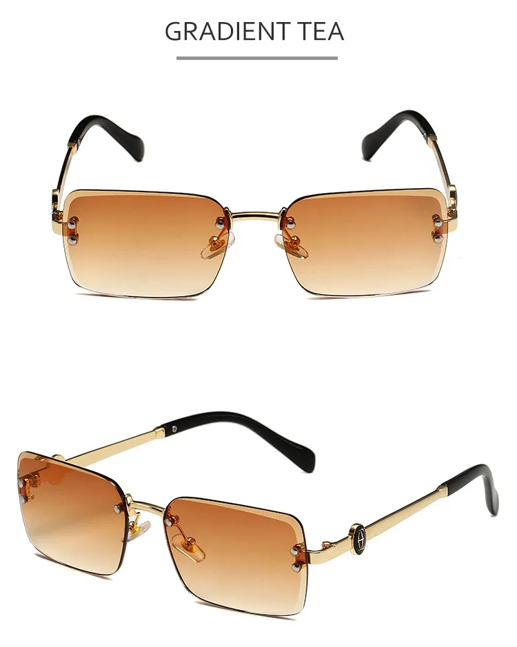 New European Business Style Men's Glasses High-End Feeling Diamond Cutting Edge Frameless Sunglasses Square Frame Shades display picture 9