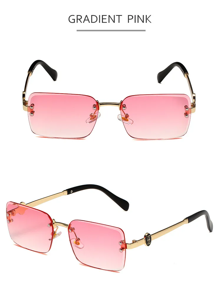 New European Business Style Men's Glasses High-End Feeling Diamond Cutting Edge Frameless Sunglasses Square Frame Shades display picture 10