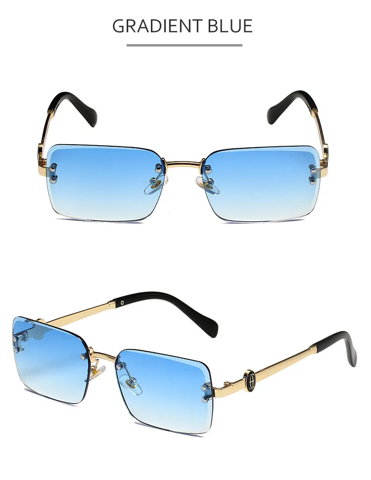 New European Business Style Men's Glasses High-End Feeling Diamond Cutting Edge Frameless Sunglasses Square Frame Shades display picture 11
