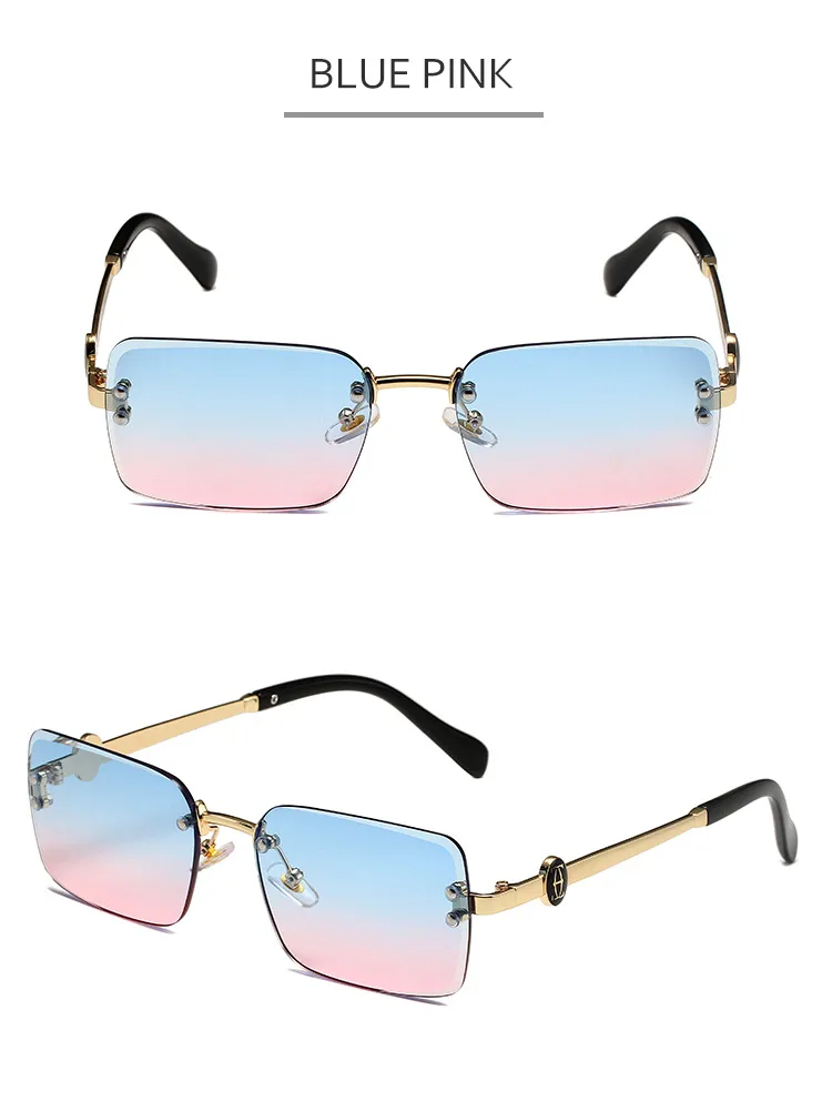 New European Business Style Men's Glasses High-End Feeling Diamond Cutting Edge Frameless Sunglasses Square Frame Shades display picture 13