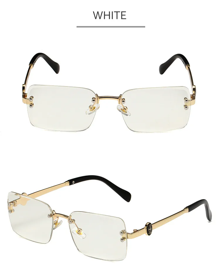 New European Business Style Men's Glasses High-End Feeling Diamond Cutting Edge Frameless Sunglasses Square Frame Shades display picture 14