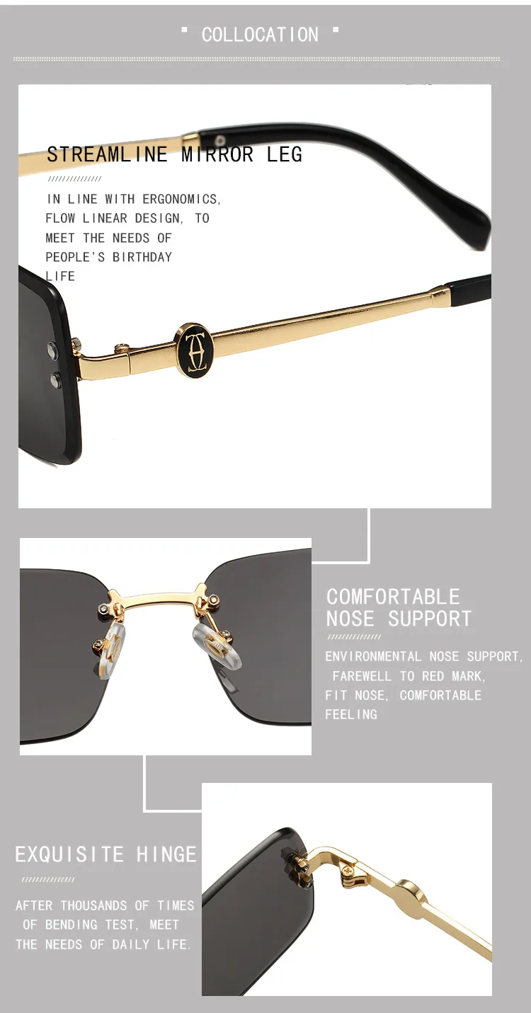New European Business Style Men's Glasses High-End Feeling Diamond Cutting Edge Frameless Sunglasses Square Frame Shades display picture 15