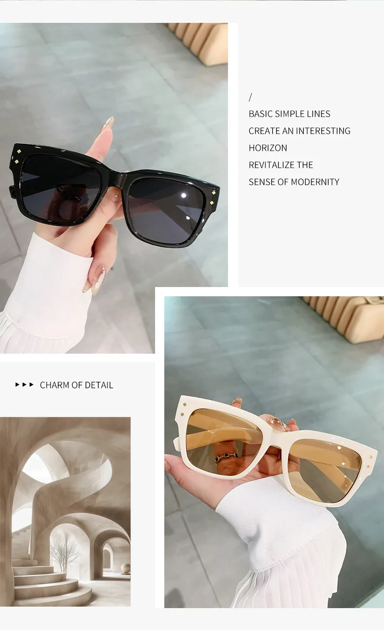 Stylish Large Frame UV Protection Sunglasses Trendy Street Snap  Fashionable Glasses For Men And Women display picture 2