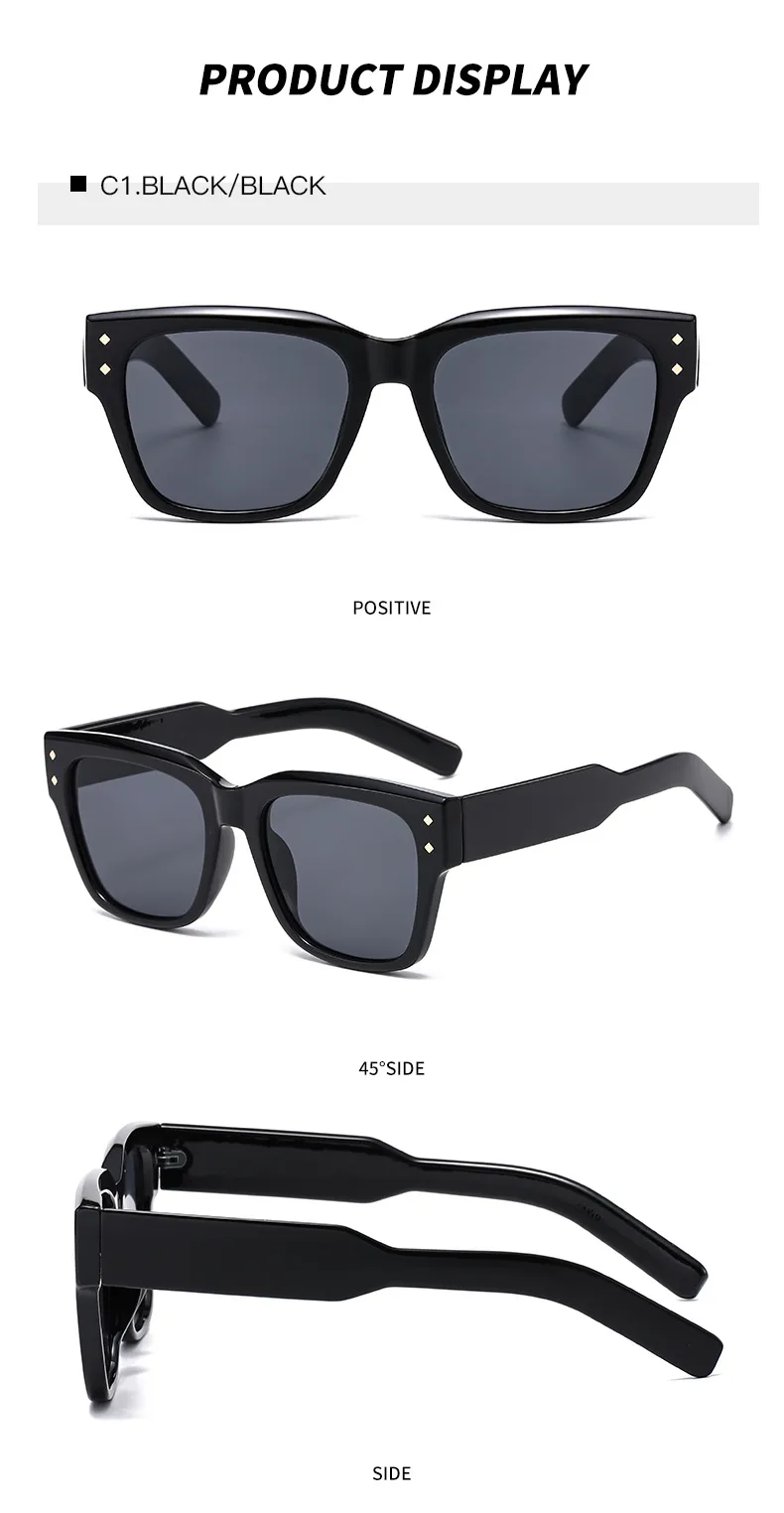 Stylish Large Frame UV Protection Sunglasses Trendy Street Snap  Fashionable Glasses For Men And Women display picture 11