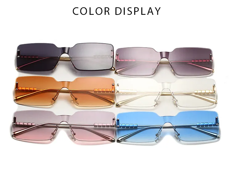 Fashionable Square Sunglasses Unisex Frameless Block Design Versatile Shades For Travel Grey And Gold Color Options display picture 4