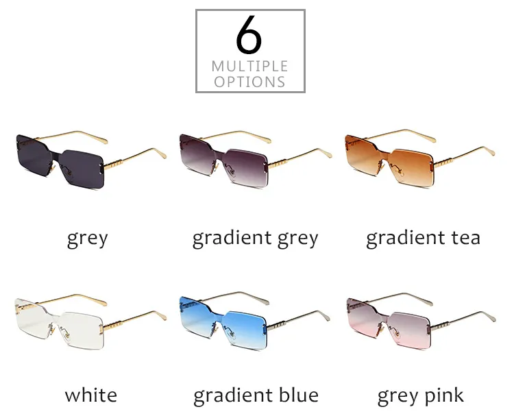 Fashionable Square Sunglasses Unisex Frameless Block Design Versatile Shades For Travel Grey And Gold Color Options display picture 6