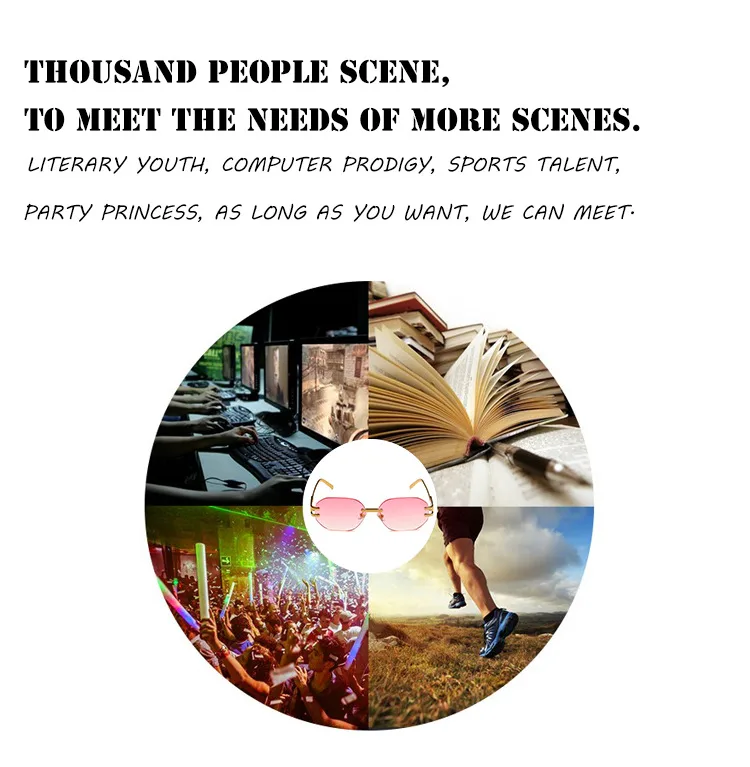 New Fashionable Ins Style Unisex Frameless Polygonal Sunglasses Women's Trendy Street Snap Sun Glasses Grey And Golden Colors display picture 3