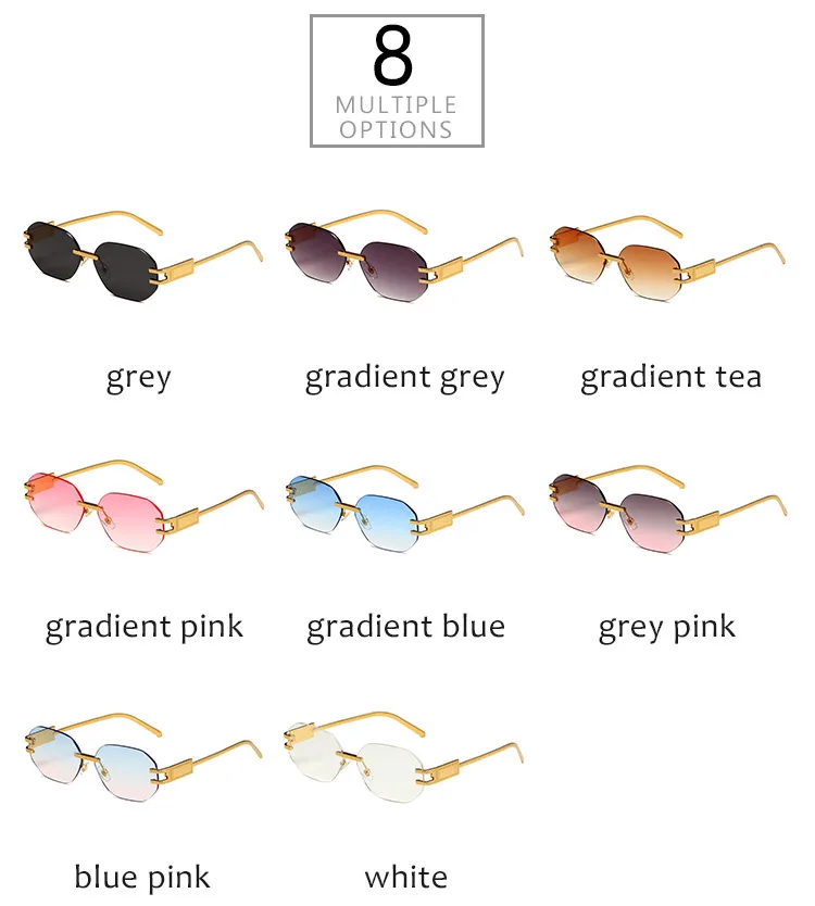 New Fashionable Ins Style Unisex Frameless Polygonal Sunglasses Women's Trendy Street Snap Sun Glasses Grey And Golden Colors display picture 6