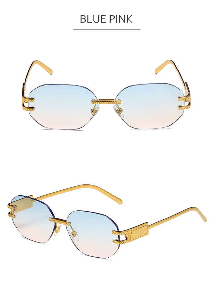 New Fashionable Ins Style Unisex Frameless Polygonal Sunglasses Women's Trendy Street Snap Sun Glasses Grey And Golden Colors display picture 13