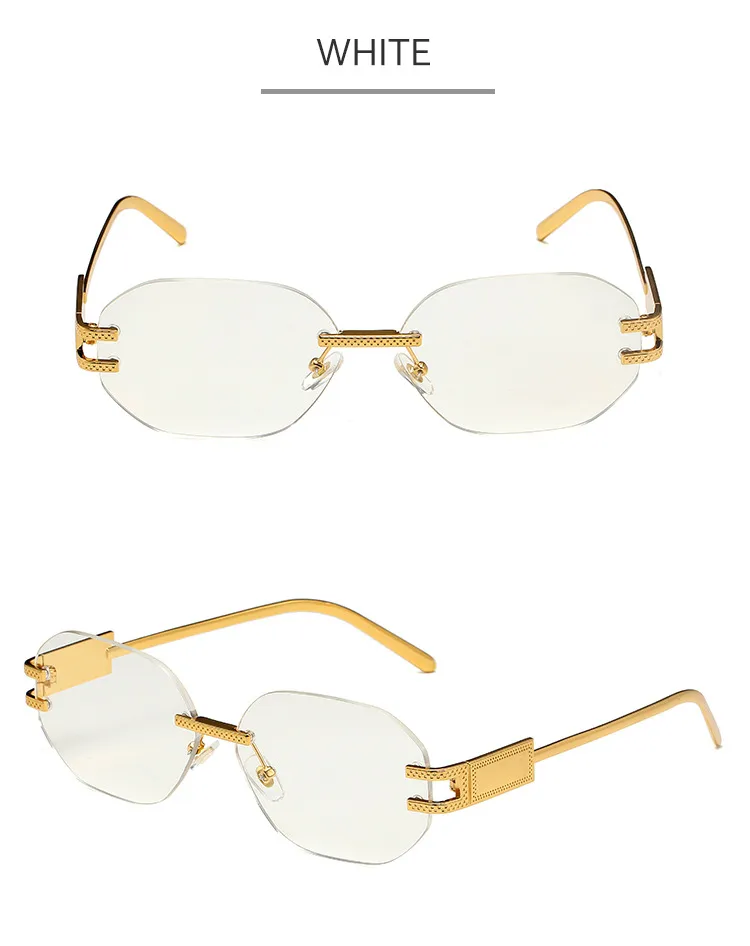 New Fashionable Ins Style Unisex Frameless Polygonal Sunglasses Women's Trendy Street Snap Sun Glasses Grey And Golden Colors display picture 14