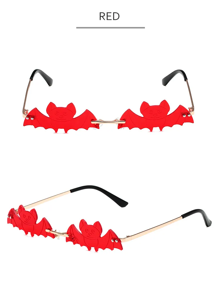 Cool Fashionable Metal Bat Shape Sunglasses Unisex Street Style Party Glasses Grey And Gold Frameless Asymmetric Design display picture 8