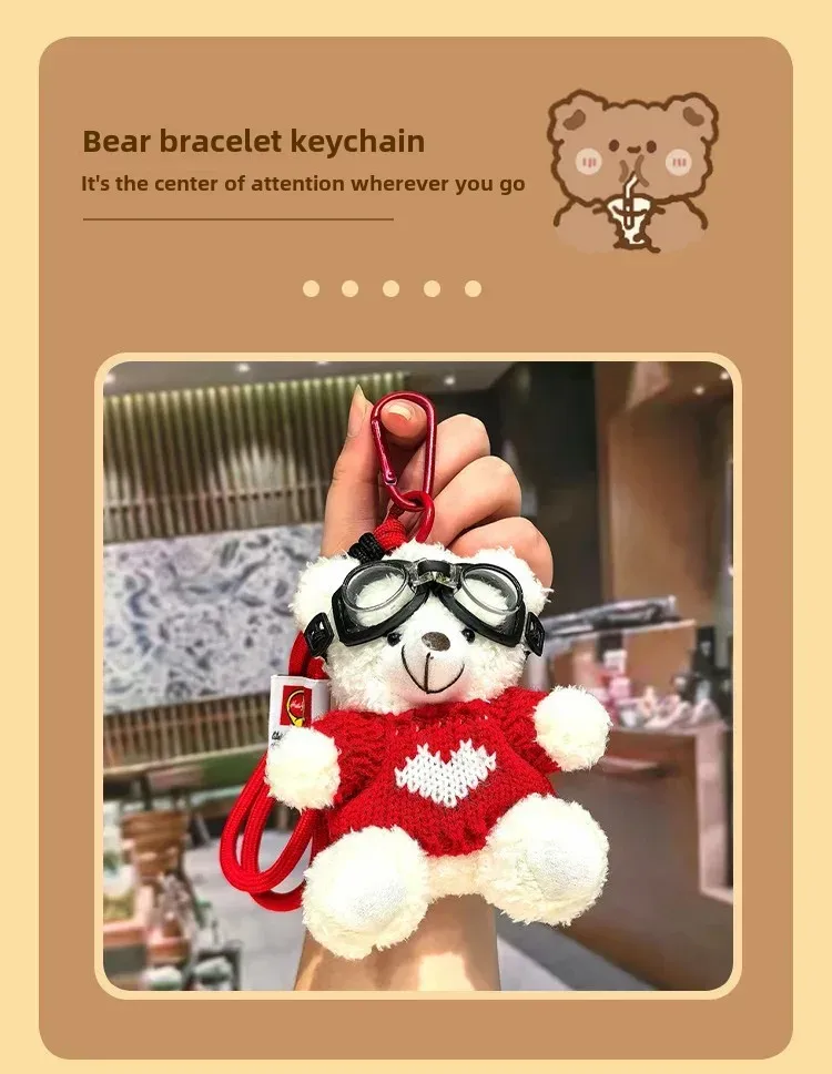 Cute Cartoon Bear Plush Keychain Couple Backpack Doll Car Keychain Toy Soft Cuddly Stuffed Animals Wedding Graduation Birthday display picture 1