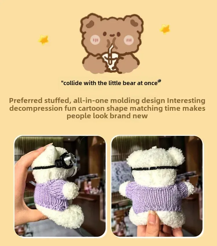 Cute Cartoon Bear Plush Keychain Couple Backpack Doll Car Keychain Toy Soft Cuddly Stuffed Animals Wedding Graduation Birthday display picture 2