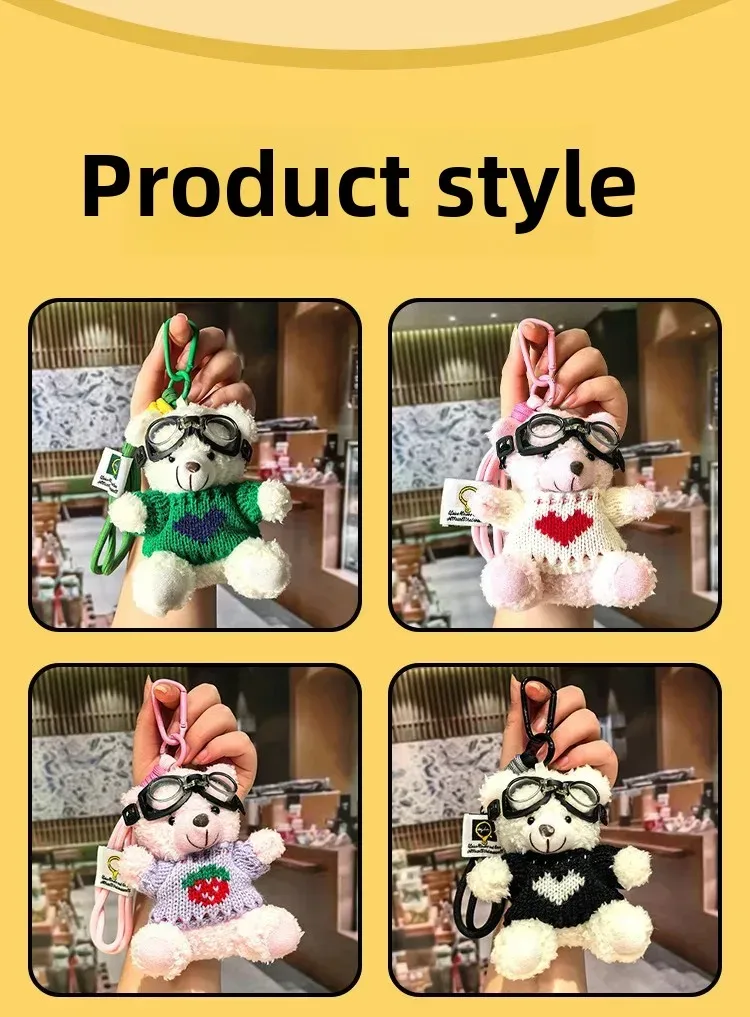 Cute Cartoon Bear Plush Keychain Couple Backpack Doll Car Keychain Toy Soft Cuddly Stuffed Animals Wedding Graduation Birthday display picture 6