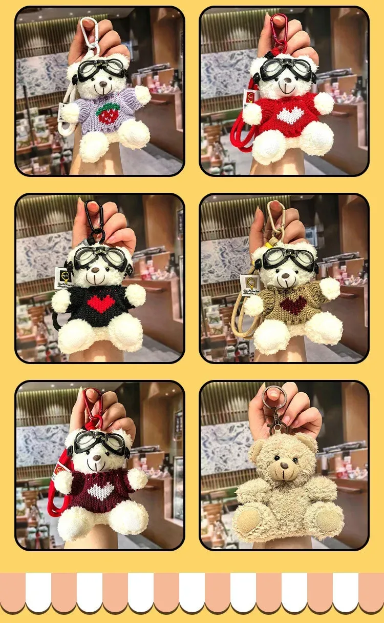 Cute Cartoon Bear Plush Keychain Couple Backpack Doll Car Keychain Toy Soft Cuddly Stuffed Animals Wedding Graduation Birthday display picture 7