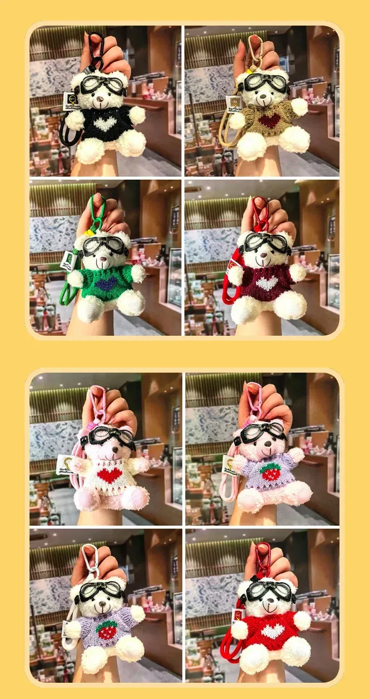 Cute Cartoon Bear Plush Keychain Couple Backpack Doll Car Keychain Toy Soft Cuddly Stuffed Animals Wedding Graduation Birthday display picture 8