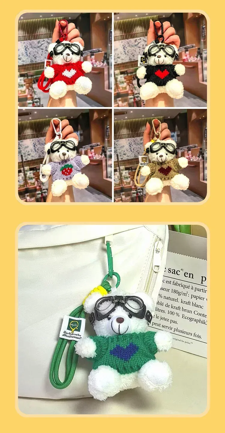 Cute Cartoon Bear Plush Keychain Couple Backpack Doll Car Keychain Toy Soft Cuddly Stuffed Animals Wedding Graduation Birthday display picture 9