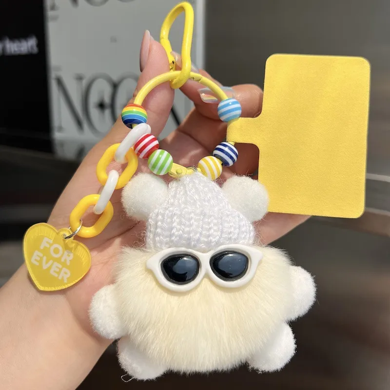 Adorable Little Coal Ball Rabbit Fur Keychain Bag Charm Southeast Asian Style Metal Toy Car Key Holder Cute Plushie Backpack Ornament display picture 6