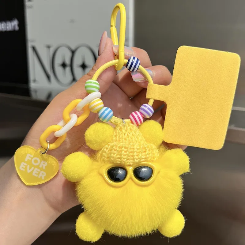 Adorable Little Coal Ball Rabbit Fur Keychain Bag Charm Southeast Asian Style Metal Toy Car Key Holder Cute Plushie Backpack Ornament display picture 8