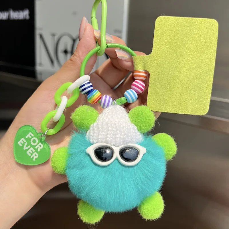 Adorable Little Coal Ball Rabbit Fur Keychain Bag Charm Southeast Asian Style Metal Toy Car Key Holder Cute Plushie Backpack Ornament display picture 10