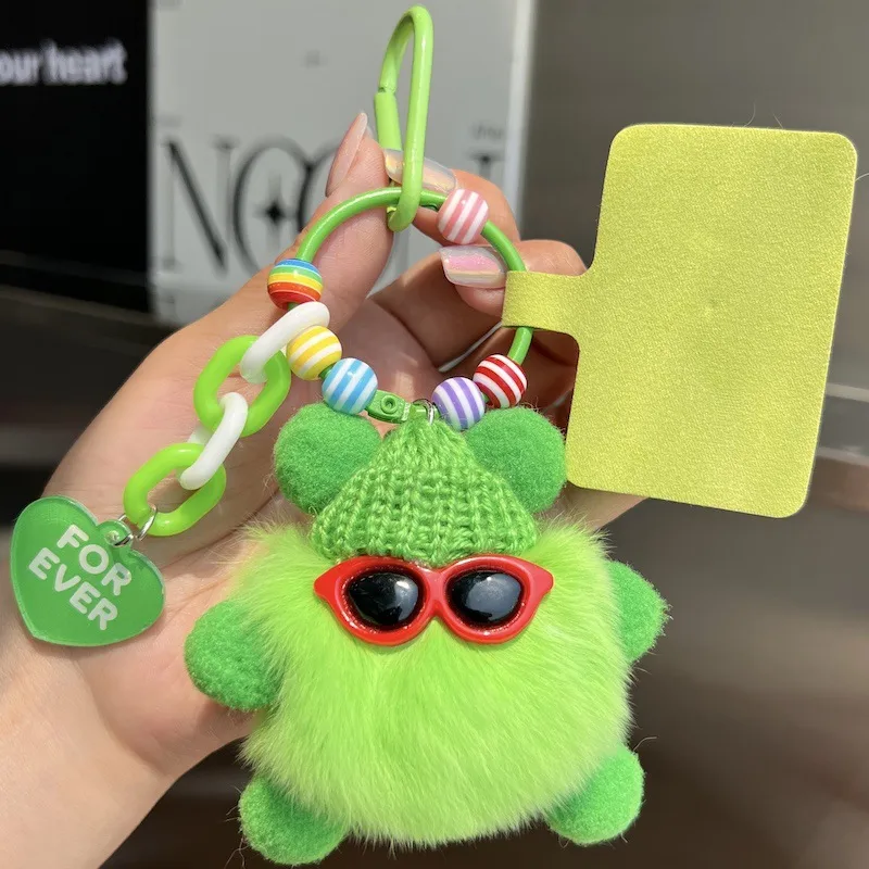 Adorable Little Coal Ball Rabbit Fur Keychain Bag Charm Southeast Asian Style Metal Toy Car Key Holder Cute Plushie Backpack Ornament display picture 11