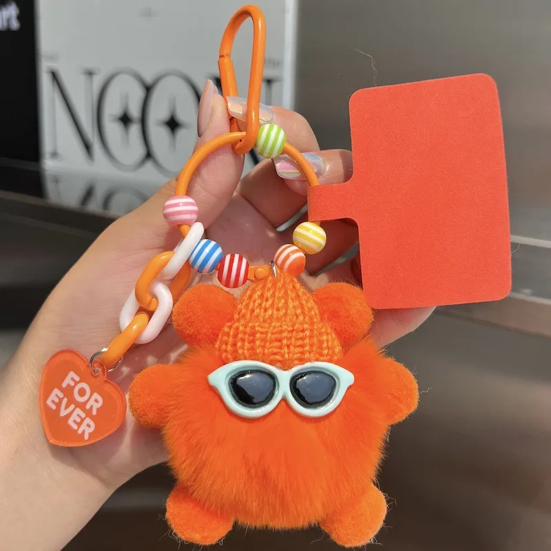 Adorable Little Coal Ball Rabbit Fur Keychain Bag Charm Southeast Asian Style Metal Toy Car Key Holder Cute Plushie Backpack Ornament display picture 16