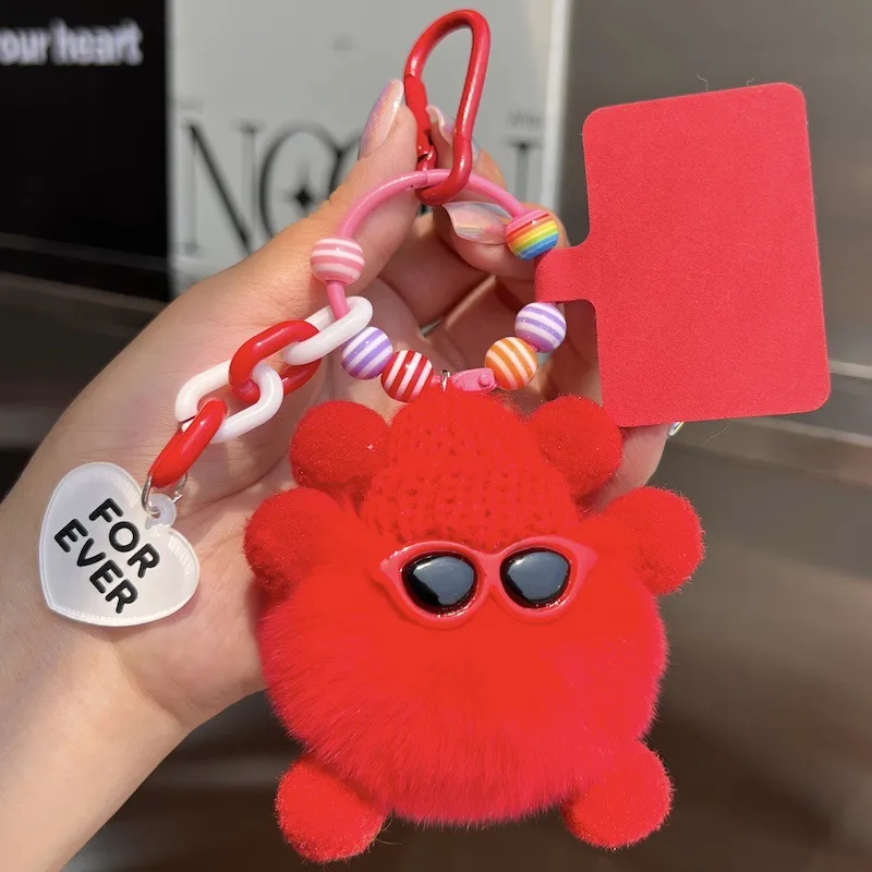 Adorable Little Coal Ball Rabbit Fur Keychain Bag Charm Southeast Asian Style Metal Toy Car Key Holder Cute Plushie Backpack Ornament display picture 18