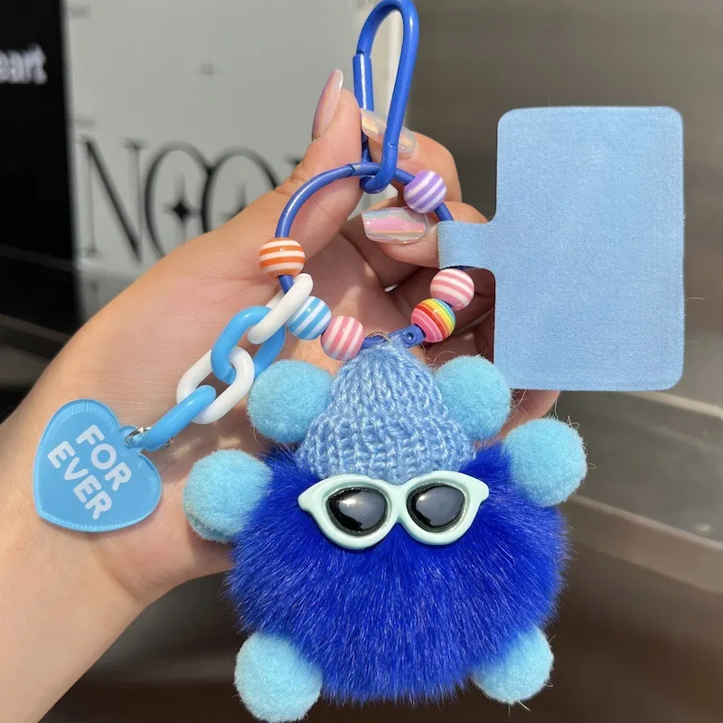 Adorable Little Coal Ball Rabbit Fur Keychain Bag Charm Southeast Asian Style Metal Toy Car Key Holder Cute Plushie Backpack Ornament display picture 19