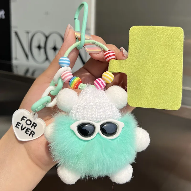 Adorable Little Coal Ball Rabbit Fur Keychain Bag Charm Southeast Asian Style Metal Toy Car Key Holder Cute Plushie Backpack Ornament display picture 20