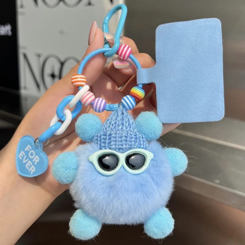 Adorable Little Coal Ball Rabbit Fur Keychain Bag Charm Southeast Asian Style Metal Toy Car Key Holder Cute Plushie Backpack Ornament display picture 22
