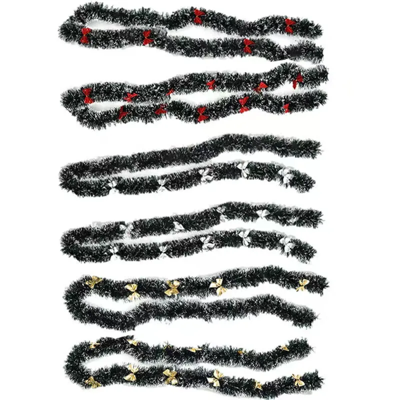 Christmas Tree Decorations Christmas Gifts Colorful Stripe Woolen Tassel Green Black Edge With Butterfly Knot Hotel Decorations display picture 1