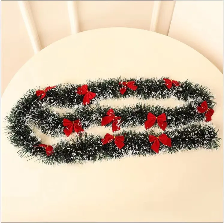 Christmas Tree Decorations Christmas Gifts Colorful Stripe Woolen Tassel Green Black Edge With Butterfly Knot Hotel Decorations display picture 5