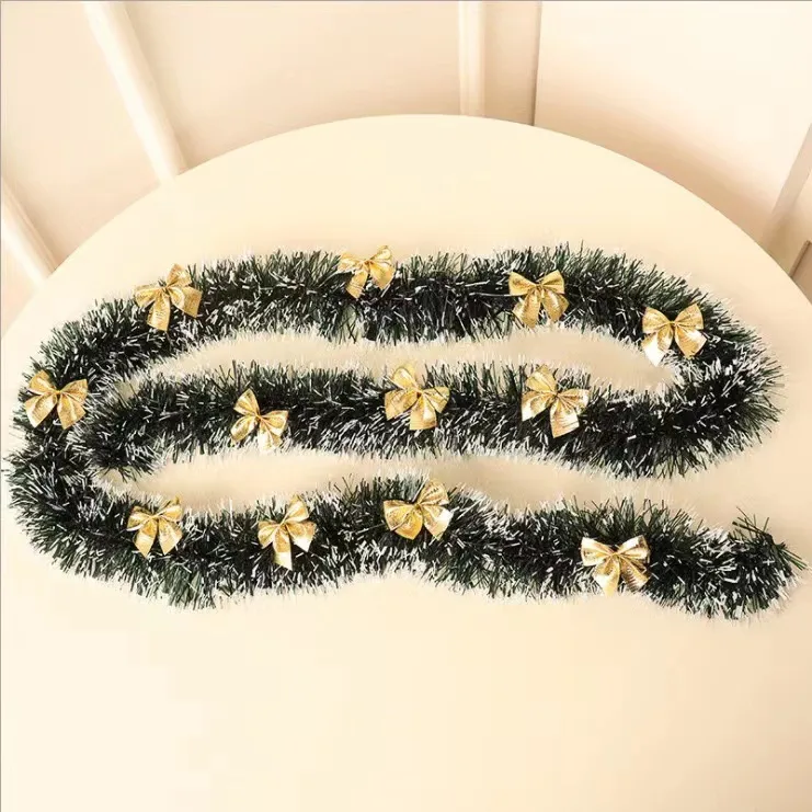 Christmas Tree Decorations Christmas Gifts Colorful Stripe Woolen Tassel Green Black Edge With Butterfly Knot Hotel Decorations display picture 6