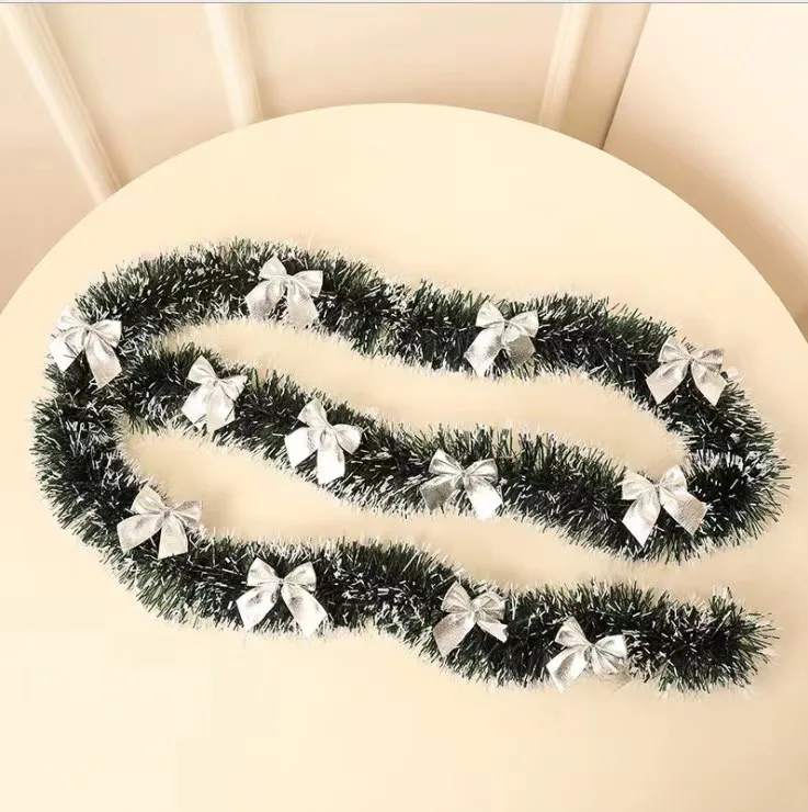 Christmas Tree Decorations Christmas Gifts Colorful Stripe Woolen Tassel Green Black Edge With Butterfly Knot Hotel Decorations display picture 7