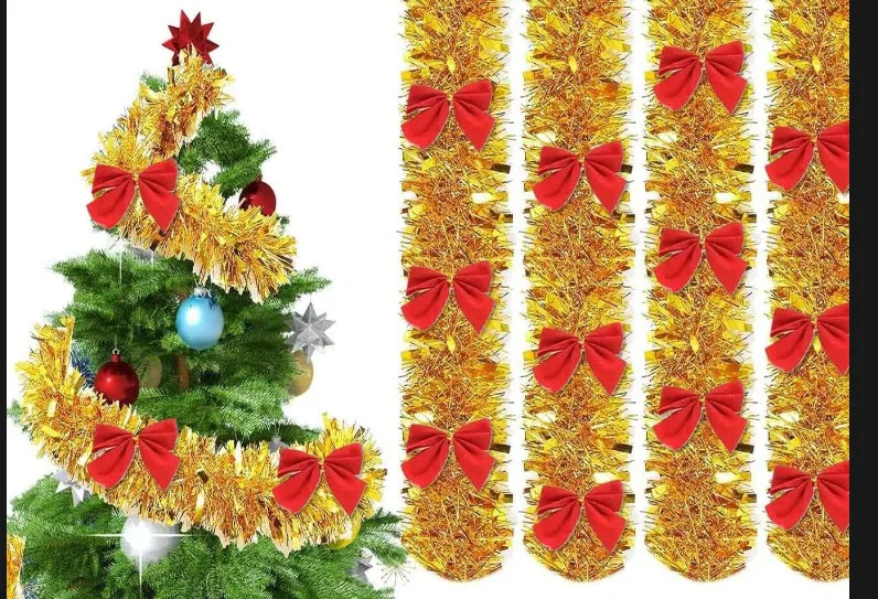 Christmas Tree Decorations Christmas Gifts Colorful Stripe Woolen Tassel Green Black Edge With Butterfly Knot Hotel Decorations display picture 13