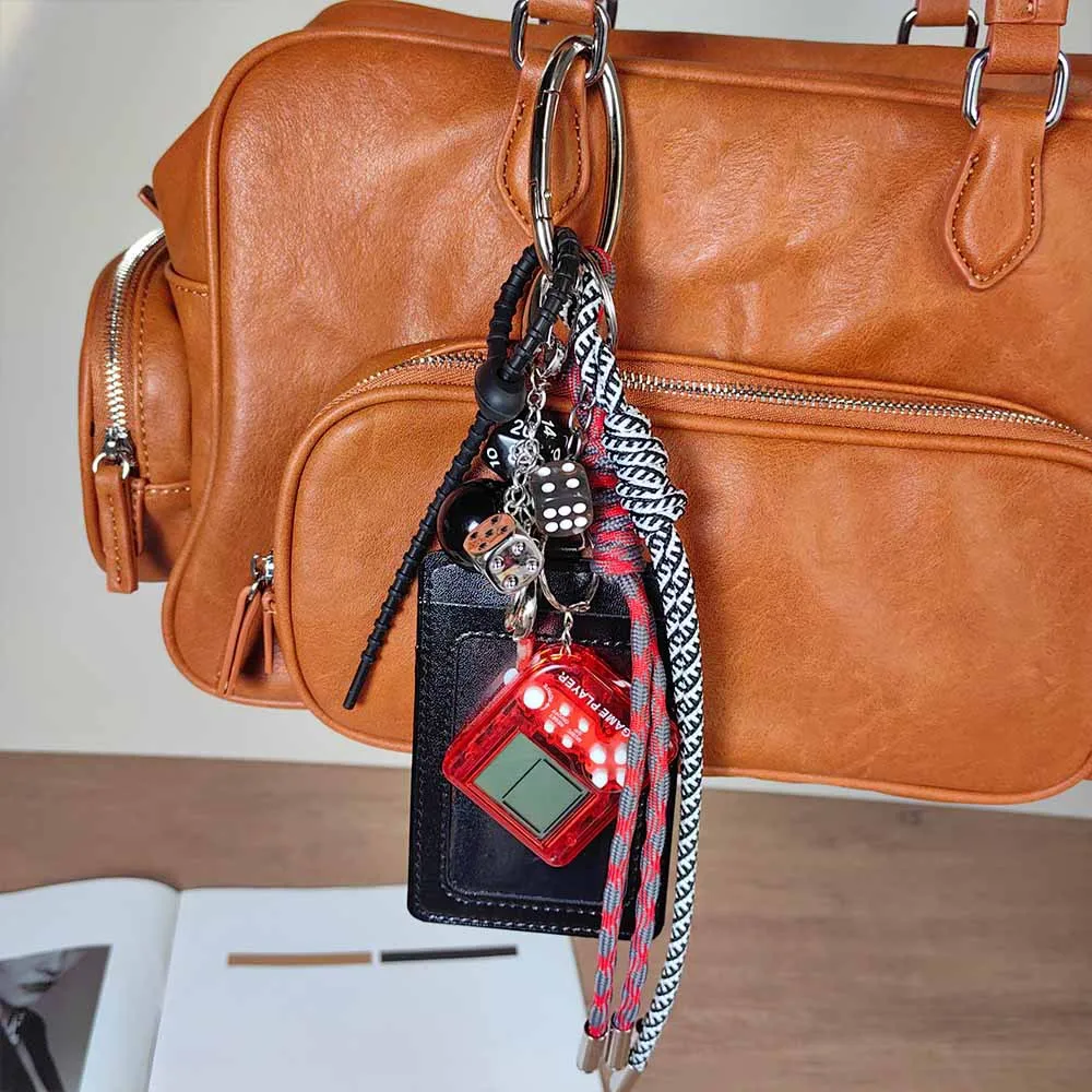 Black And Red 8-Digit Dice Keychain For Men And Women American Style Mixed Material Bag Pendant Game Machine Decoration display picture 3